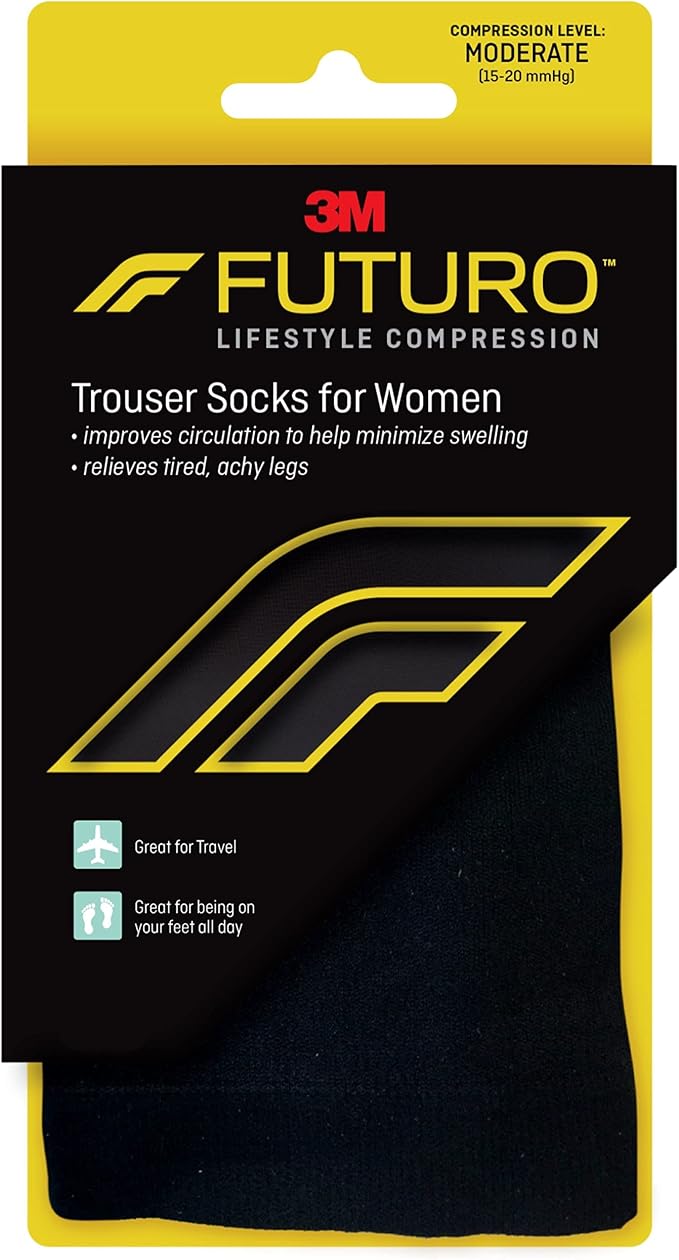 Futuro Trouser Socks for Women, Moderate Compression Helps Improve Circulation to Help Minmize Swelling by Futuro