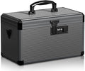 Medicine Lock Box with Code, Locking Medicine Box with Removable Tray & Pocket Bag, Portable First Aid Box for Home, 16 * 9.25 * 7.5 Inch (Black, X-Large-16inch) by Lockbako