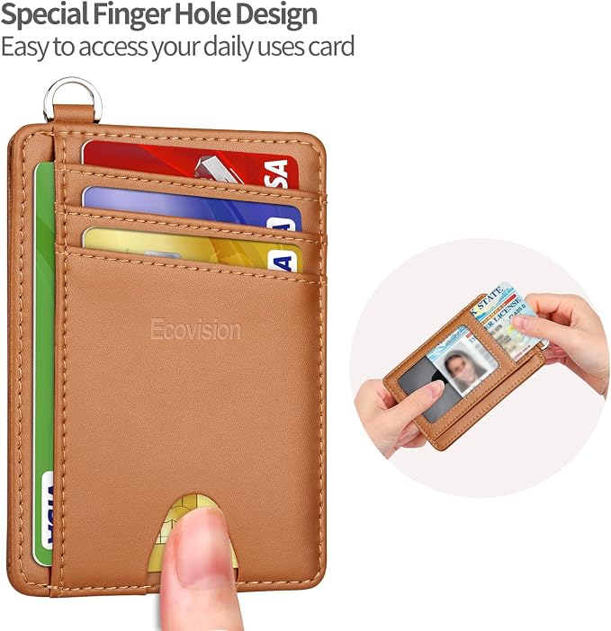 Slim Minimalist Front Pocket Wallet, RFID Blocking Credit Card Holder Wallet with Detachable D-Shackle for Men Women - Image 6