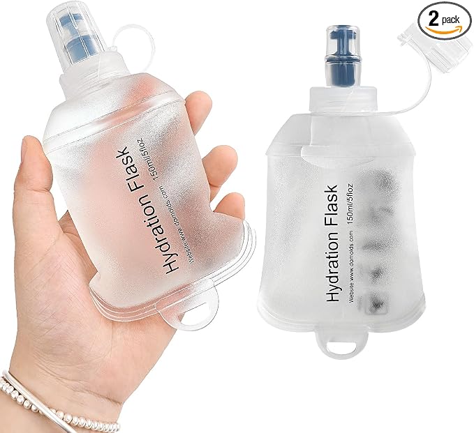 GUYI GYGYL Soft Flask Collapsible Water Bottle for Sports, 150ml White 2pcs | TPU Collapsible Water Bottle for Hydration Pack, Running Vest, Leak-Proof Folding Bottle for Hiking Cycling Climbing Jogging by GUYI