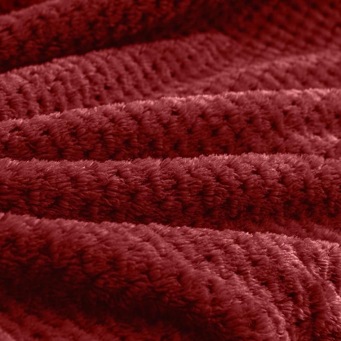 BEDELITE Travel Blanket with Bag, Jacquard Fleece Blanket 65"x40", Burgundy | Ultra-soft Airplane Blanket, Luggage Sleeve & Backpack Clip, Travel Essentials for Women, Foldable as Pillow for Long Flight - Image 6