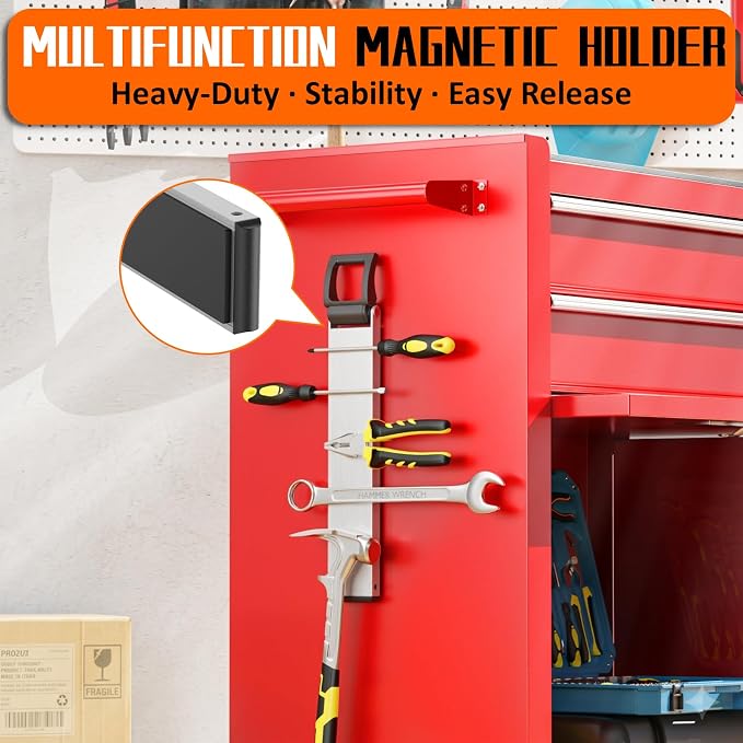 Double Sided Magnetic Tool Holder Heavy Duty,12 Inch Rust-Resistant Magnetic Tool Bar with a Quick- release Handle, Magnetic Tool Organizer Strip for Garage, Workshop, Jobsite, Shed and Kitchen - Image 7