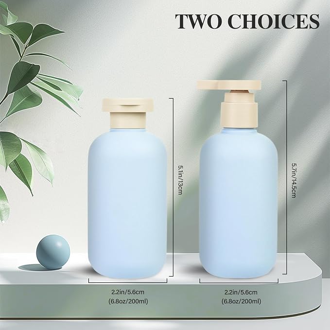 Shampoo and Conditioner Bottles, 6.8oz 2-Pack Travel Bottles | BPA Free, HDPE Material, Lockable, Leak-proof, Squeezable, 2-pack Pump Dispenser, for Wash Supplies - Image 2