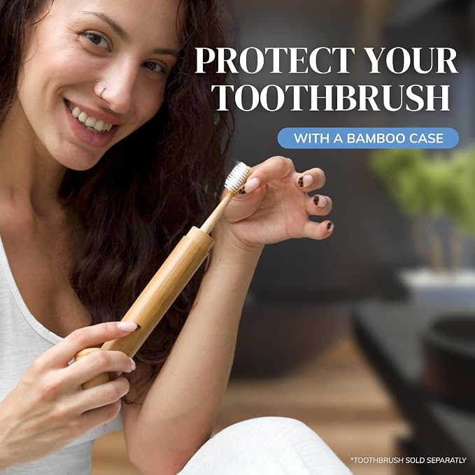 MABLE Toothbrush Travel Case | Bamboo Toothbrush Holder for Travelling and Camping | Adult Size | Natural Product - Image 2
