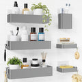 Kitsure Large Shower Caddy - Adhesive 6-Pack Bathroom Shelves, Silver | No-Drilling Rustproof Shelves with Soap Holder, Toothbrush Holder, 6 Hooks, Stylish Bathroom Organizers and Storage Solution by Kitsure