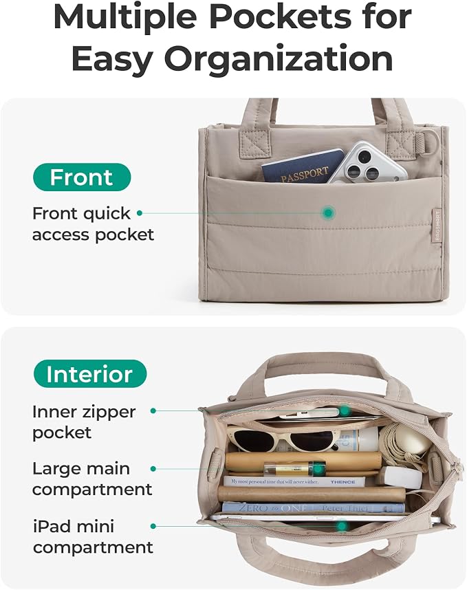 BAGSMART Small Tote Bag for Women, Work Teacher Bag with Zipper Closure - Image 3