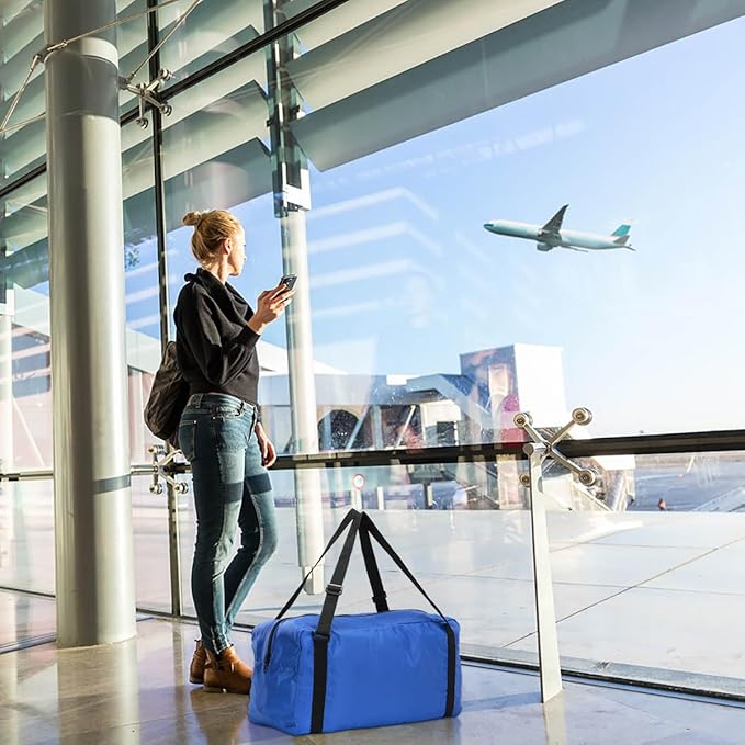 HOLYLUCK Foldable Travel Duffel Bag For Women & Men Luggage Great for Gym (Blue) - Image 6