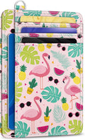 Yonlevres Flamingo Credit Card Holder Slim Wallet Women RFID Blocking Small | Front Pocket, Handy, RFID Blocking, Woman Girls Ladies Gifts, D-ring for Keychain,Thin Mini Card Case, ID Window, PU Leather by Yonlevres