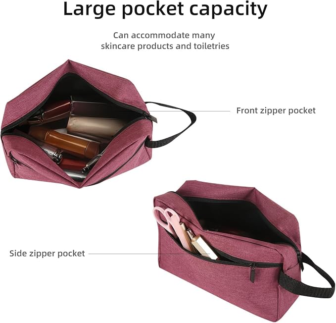 Icramsy Travel Toiletry bag Toiletry bag for women men Hanging Cosmetic bag Travel accessories for Women Men (Purplish red) - Image 4