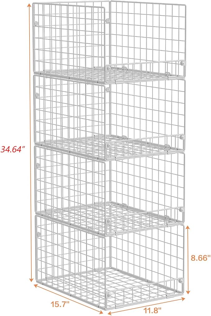 Yociyoga Stackable Closet Organizers and Storage - 4-Tier Stackable Storage Bins, Foldable Closet Shelf Organizer Basket, Clothes Organizers Shelves for Organizer System(Patent 30022416) - Image 8