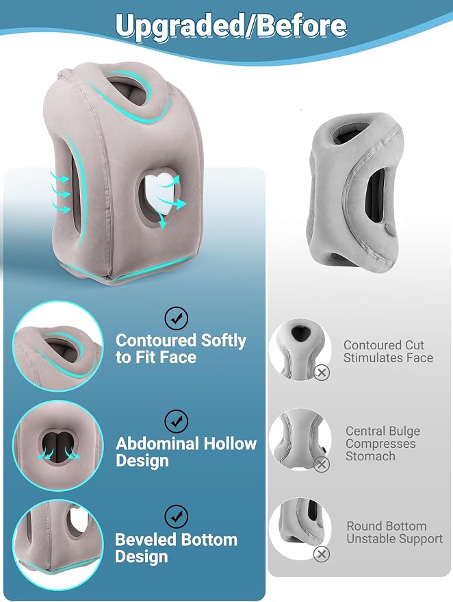 Maliton Inflatable Travel Pillow for Airplane Comfortable Sleeping, (Grey) | Relieve Neck & Shoulder Pain, Support Head Inflatable Pillow for Long Flights,Used for Airplanes, Cars, Trains, Office - Image 2