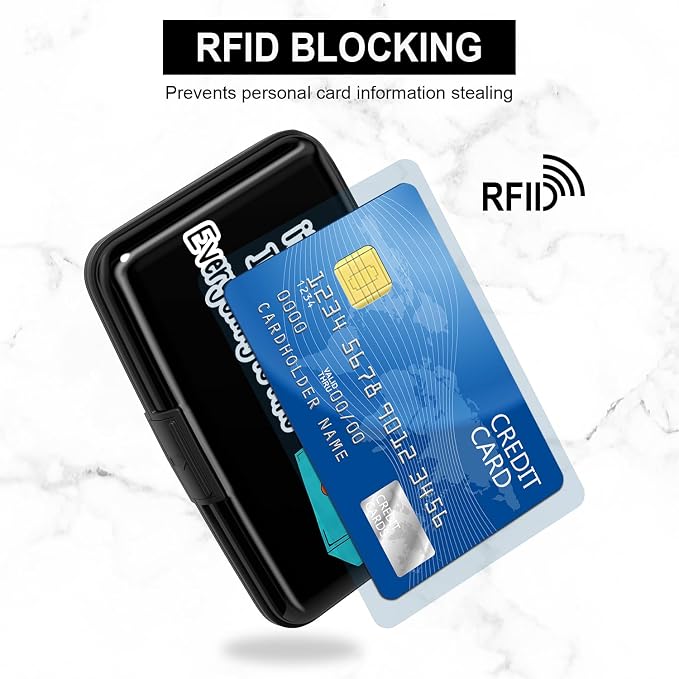 Card Holder Credit Cards Holder for Women RFID wallet women Business Card Holder Wallet Mini Aluminum Card Wallet RFID Blocking Slim Metal Hard Card for Women, Art Dumpster - Image 3