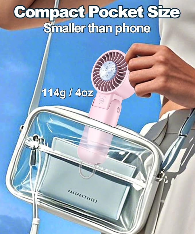 Portable Handheld Turbo Fan with LED Display - Turbocharged 32ft Cooling, Long-lasting 5 Speeds 4oz Lightweight, USB Rechargeable Mini Personal Hand Held Fan Gift for Women Men Travel, Office, Makeup - Image 5
