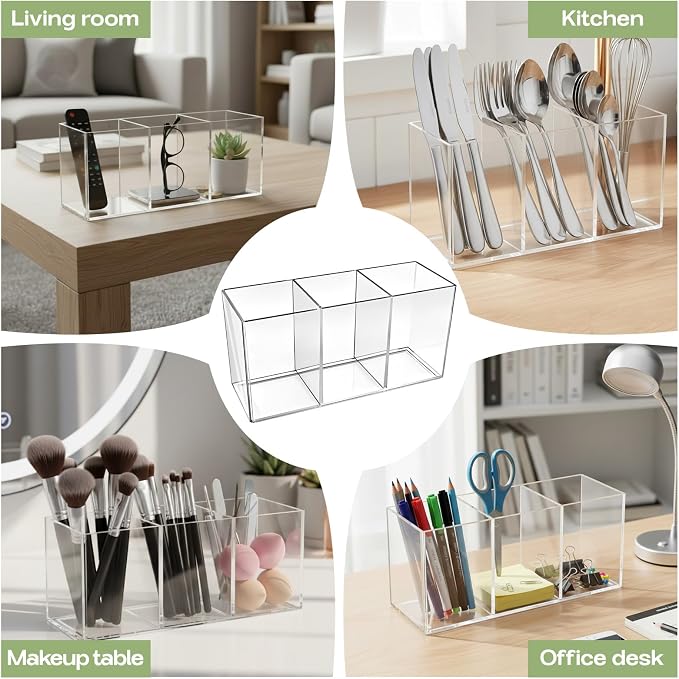 Clear Kitchen Cabinet Door Organizer, Adhesive Mount Inside Cabinet Storage Shelf - Pen Organizer, Makeup Brush Holder, Under Sink Door Storage for Kitchen, Bathroom, Office, Garage, Craft Room - Image 6