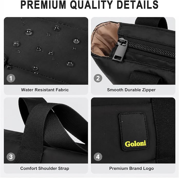 Tote Bag for Women, Lightweight Puffy Tote Bag with Compartments Handbag Fits 15.6'' Laptop for Work, Gym, Shopping - Image 5