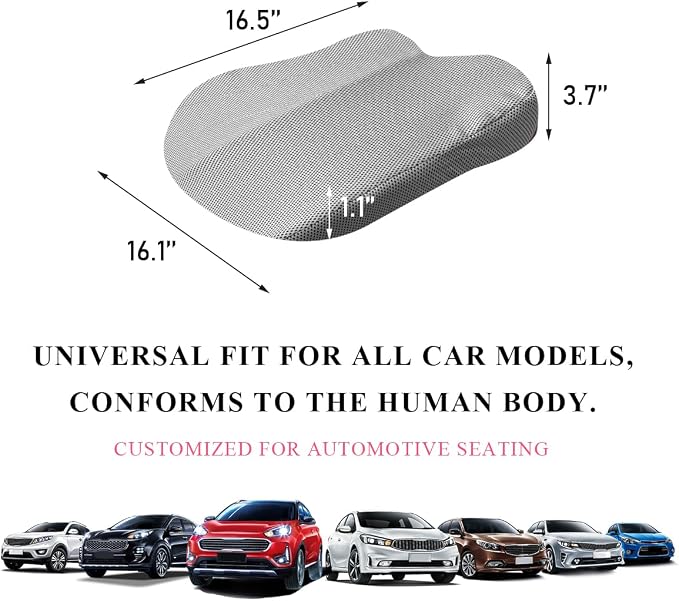 Car Seat Cushion, Comfort Memory Foam Car Cushion, Non-Slip Auto Booster Seat Cushion for Improve Driving Vision, Suitable for Vehicles Trucks SUVs Car Accessories (Gray-Style 2) - Image 2