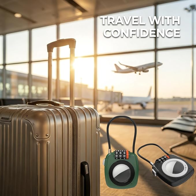 Combination Padlock with Tracker, Small Lock with Smart Tag Compatible with Apple Find My, for Airtag Holder with Cable Lock for Travel, Pet Tracking, Bags, Keys, Luggage, White - Image 3