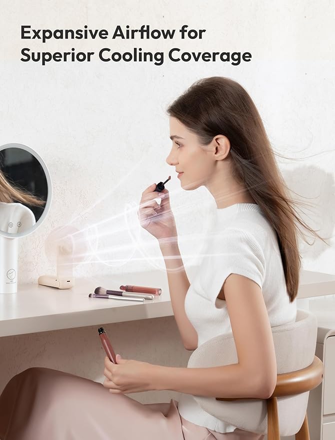 Aecooly Slim Portable Fan 2 Pack, Thin Handheld Fan, USB Rechargeable | Mini Personal [24H Max Cooling Time], Battery Powered Small Foldable Pocket for Travel, Summer, Gifts for Women -Beige - Image 5