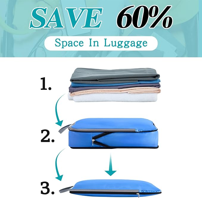 Hosuly 6 Pcs Large Ultralight Compression Packing Cubes for Travel 17.3 x 12.6'' XL Large Expandable Luggage Storage Organizers for Save Space Family Long Trips (Colorful) - Image 4