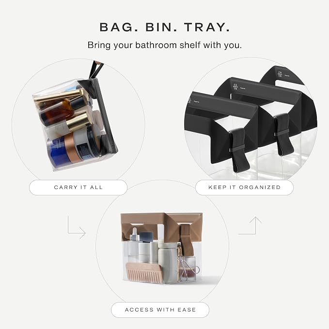 Cadence Parcel - Clear Travel Kit with Zipperless Magnetic Closure - Ink, Large - Durable, Leak-Resistant and TSA Approved Toiletry Bag - Modular Organization - Recycled TPU (2 Qt) - Image 4
