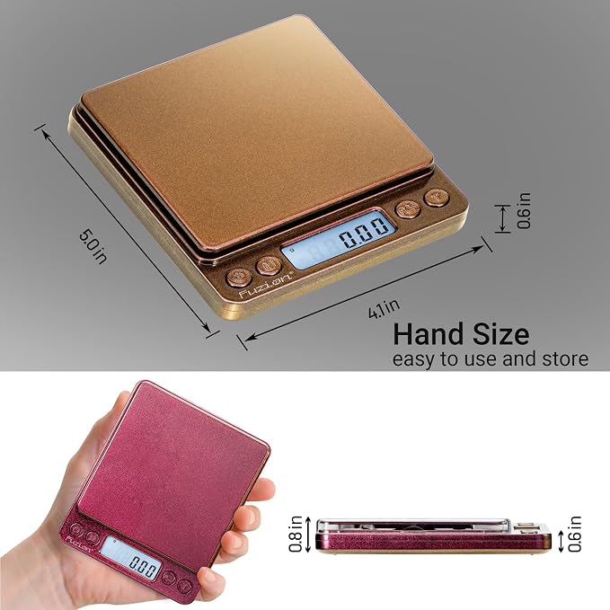 Fuzion Digital Scale .01 Gram Accuracy, 500g Small Kitchen Food Scales | 2 Trays Included for Jewelry, Gold, Herb, Powder, Spice, Coffee, Coin - Weight Gram and Oz - Image 4