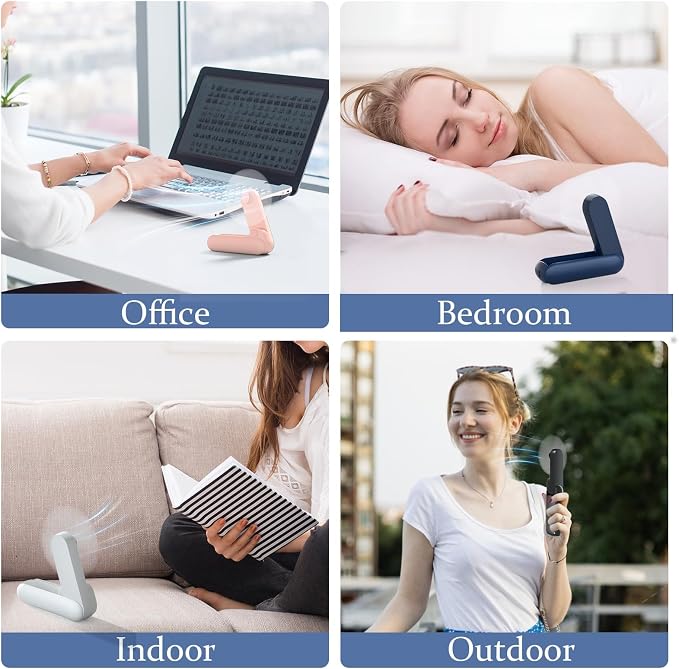 Portable Handheld Fan, 2 IN 1 Mini Hand Fan, Battery Operated [8-15 Working Hours], USB Rechargeable Personal Foldable Fan for Indoor, Small Pocket Fans Travel Essentials for Outdoor (White) - Image 7