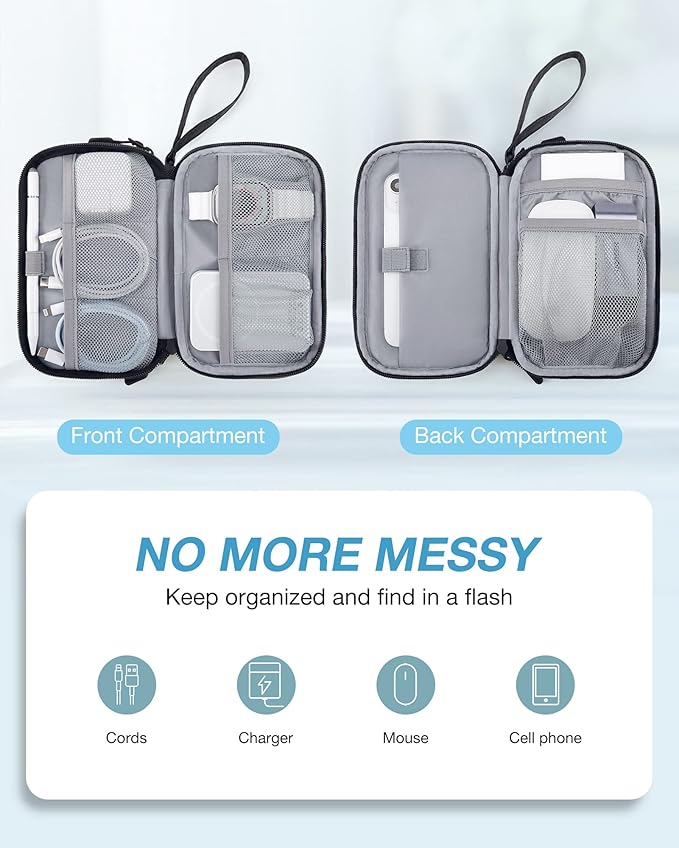 BAGSMART Electronics Travel Organizer for Cords Chargers Phones, Black | Double Layer, Travel Essentials, Tech Organizer Pouch, Cord organizer bag for Cables, Compact Travel Accessories - Image 3