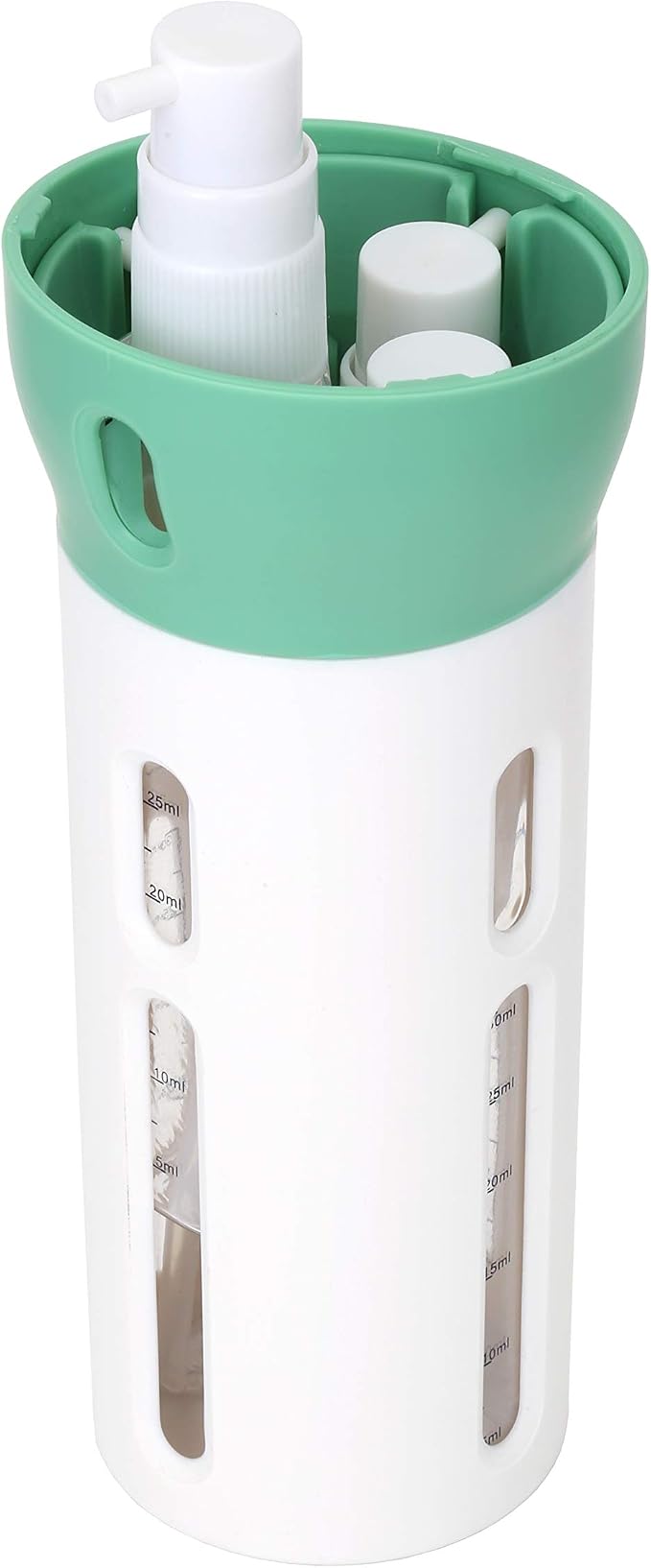 Travigo 4-in-1 Travel Dispenser Bottle, TSA Approved, Leak Proof, Four Reusable 1.4 oz. (40 mL) Toiletry Containers for Shampoo, Conditioner, Soap, Lotion, Skincare (Green) - Image 6