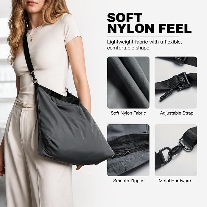 Lightweight Foldable Nylon Crossbody Bag,Compact Polyester Packable Tote,Collapsible Handbag for Travel,Gym,Shopping - Image 4