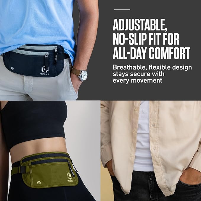 VENTURE 4TH Travel Money Belt, RFID Blocking Passport Holder - Gray - Image 8