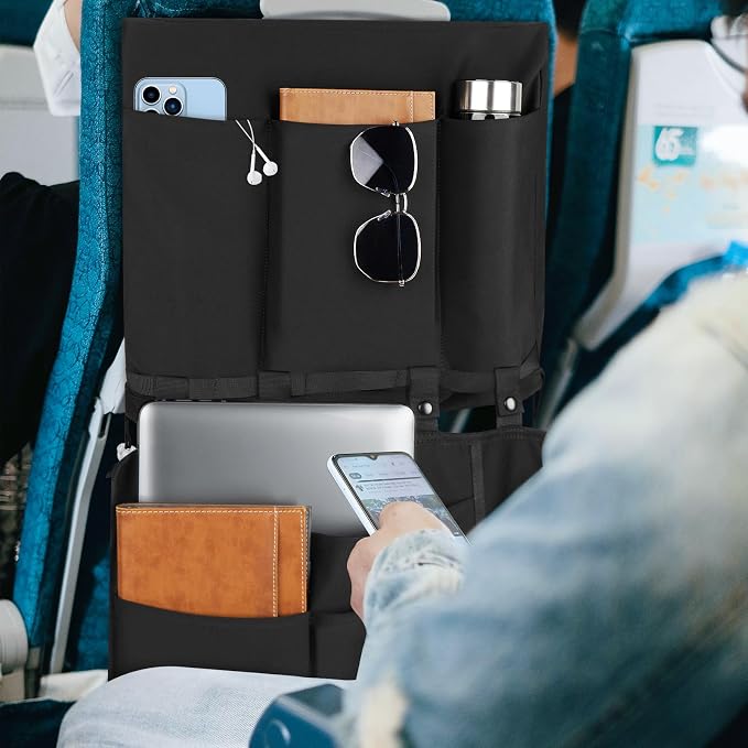 Linkidea Airplane Tray Table Cover with Under Desk Attachment Set, Travel Accessories for Seat Back Organize & Personal Item Storage, Washable Flight Accessories with Water Bottle Holder - Image 6