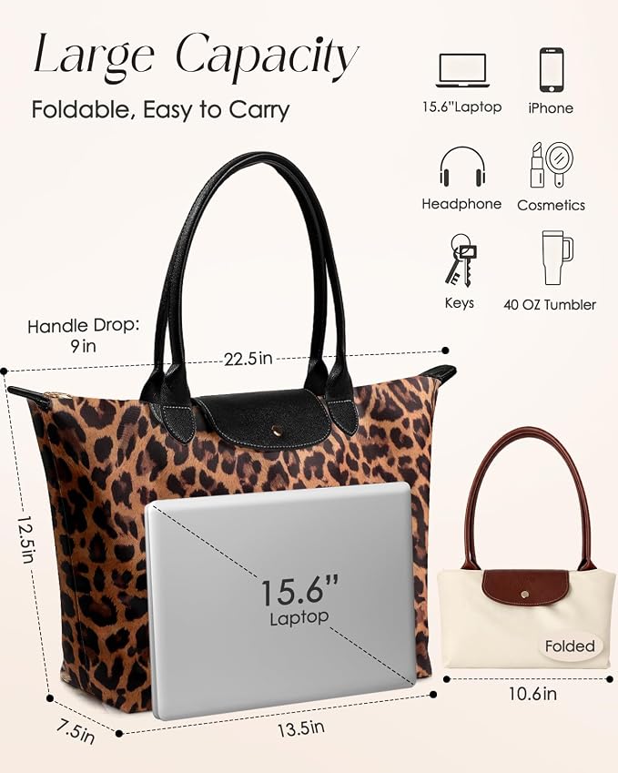 Miss Adola Aesthetic Nylon Tote Bag for Women | Lightweight, Foldable, Waterproof, Large Capacity for Travel, Work, Teacher - Image 3