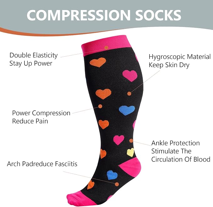 Abodhu Plus Size Compression Socks for Women& Men 15-20mmHg Wide Calf Knee High Socks - Image 6