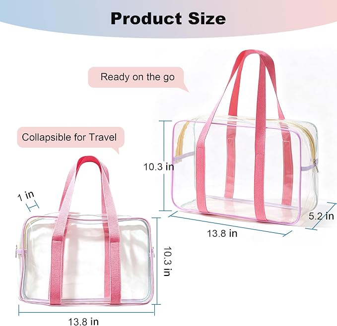 Macaron Jelly Clear Beach Bag for Women,13.8''L*10.3''W*5.2''H | PVC Waterproof Tote Bag for Beach,Pool,Outdoor Events & Daily - Image 6