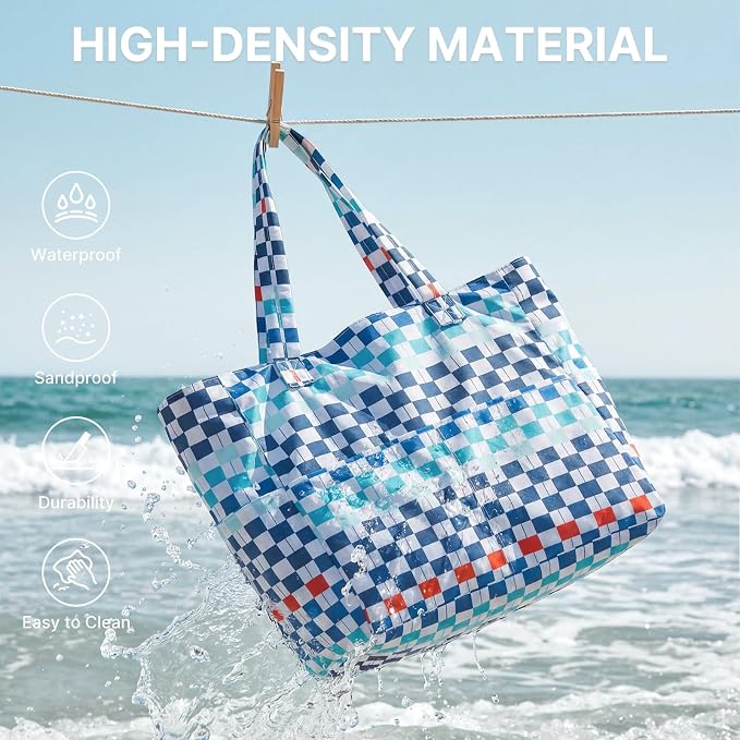 G4Free Large Beach Bag Waterproof Sandproof, Zipper Pool Tote for Women | XL Large Capacity, with Wet Compartment, Foldable Packable with A Pouch, for Swim Travel Grocery - Image 6