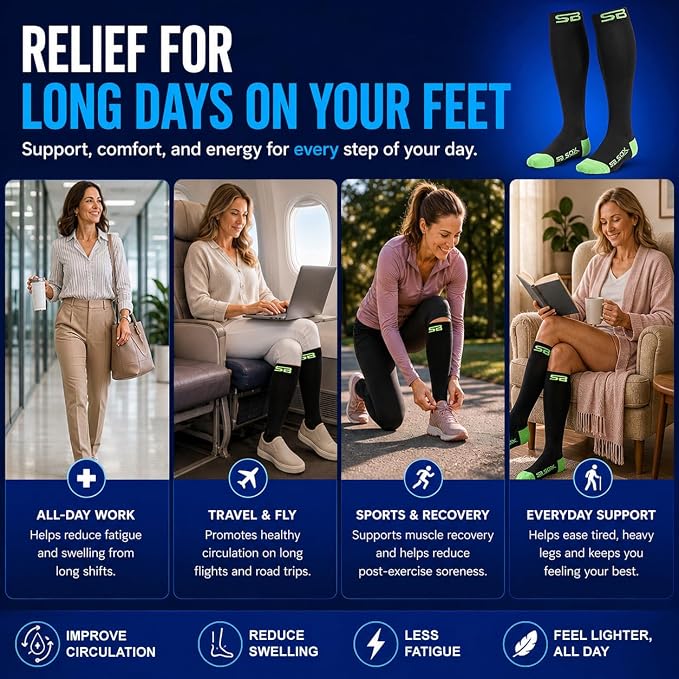 SB SOX Compression Socks for Men & Women (20-30mmHg) | Best Quality Compression Socks for Flying, Medical, Sports, Wide Calf Fit, Pregnancy, and Daily Wear. Trusted since 2016. - Image 5