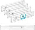 Vtopmart 4 Pack Shallow Drawer Dividers, 2.36" High 12.5"-20.8" Adjustable Expandable Kitchen Drawer Organizer, Clear Plastic Organizer Separators for Flatware, Utensil, Cutlery, Underwear, Clothes | Expandable Kitchen Drawer Organizer, Clear Plastic O... by Vtopmart