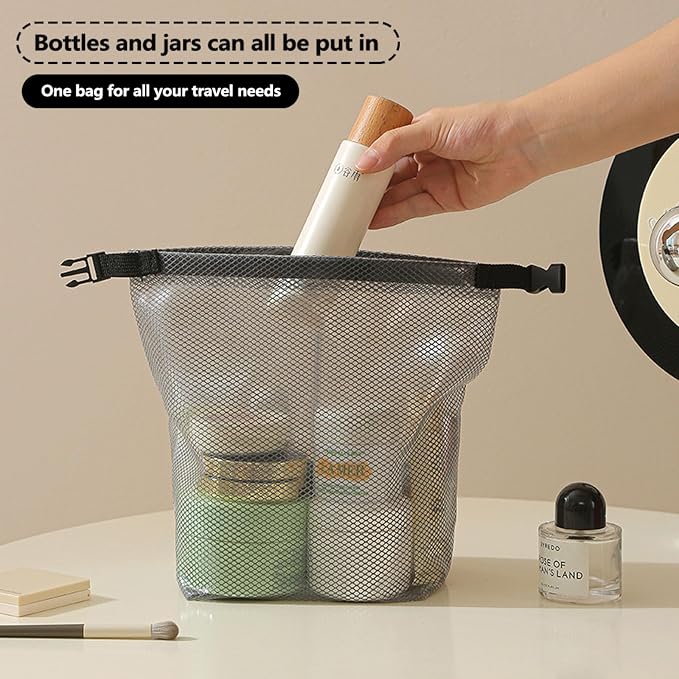Cosmetic storage bag with dry and wet separation, wash bag, hand-held bag, portable storage bag, simple style,suitable for travel, fitness, swimming, outdoor rafting (Gray, 7.1in*6.3in*9.4in) - Image 8