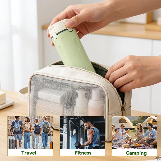 4 in 1 Travel Dispenser Bottle with Cleaning Brush,4 Pack 30ml Leak Proof Refillable Travel Size Toiletries Containers for Shampoo Conditioner,Portable Travel Bottles Set for Vacation Camping & Gym - Image 7