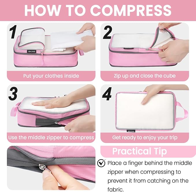 BAGAIL 6 Set Ultralight Compression Packing Cubes Packing Organizer for Travel Accessories Luggage Suitcase Backpack - Image 4