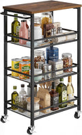 Pipishell Metal 4 Tier Laundry Storage Cart with Wheels, Handle & Wood Top | 10.83" Wide, Larger Storage Spaces, Rust-Resistant Steel, Ventilated Mesh, Anti-Fall Crossbars, 44 lbs Weight Capacity by Pipishell