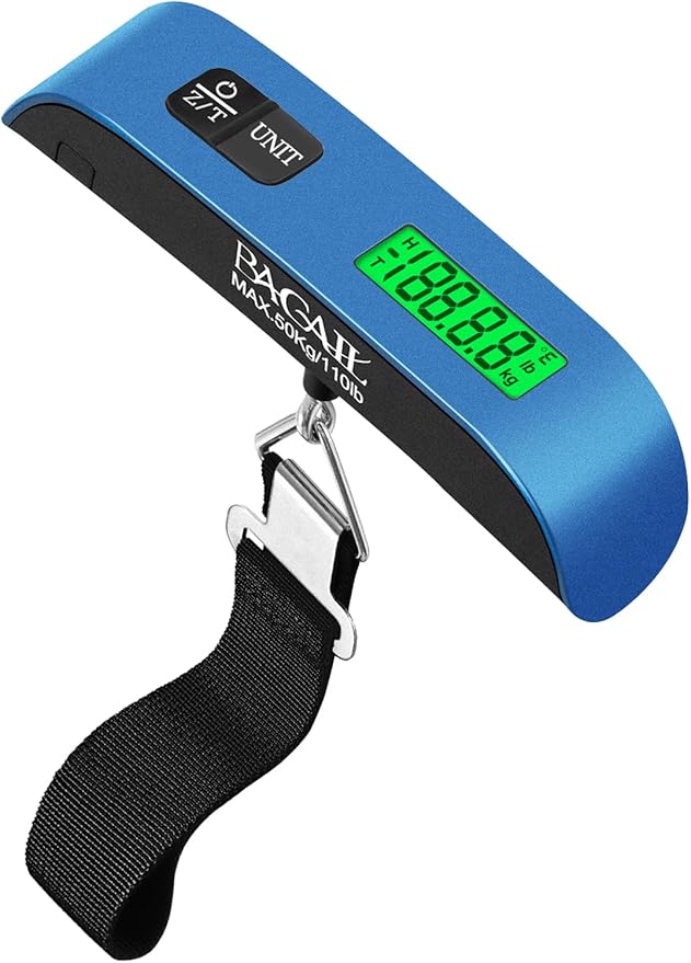 BAGAIL Digital Luggage Scale, 110lbs Hanging Baggage Scale with Backlit LCD Display, Portable Suitcase Weighing Scale, Travel Luggage Weight Scale with Hook, Strong Straps for Travelers by BAGAIL