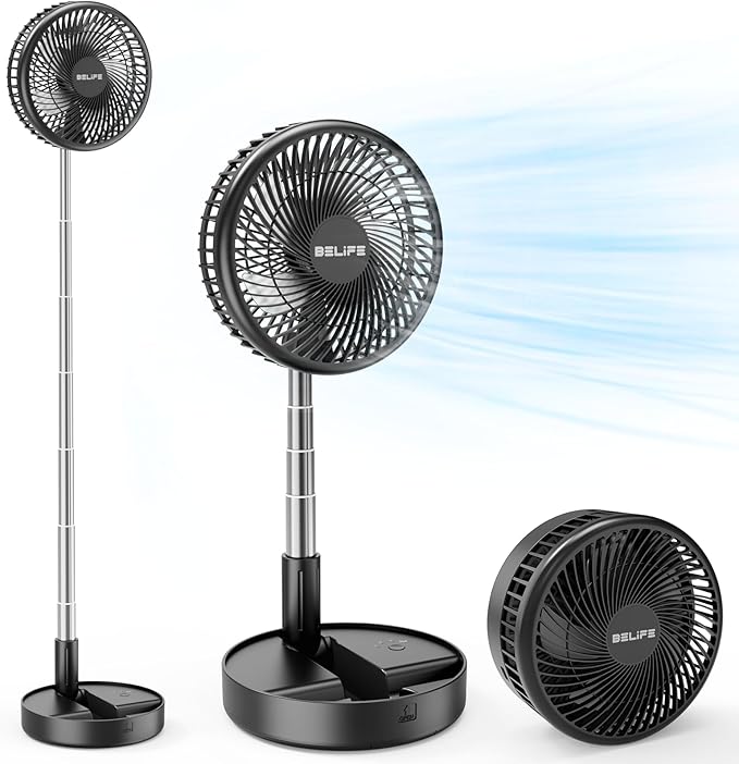 Belife X8-Lite Portable Camping Fan for Travel | 7200mAh Rechargeable Battery Powered Fans, USB Desk Fan with Remote, Foldable Cordless Floor Fan for Bedroom, 7.7" by Belife