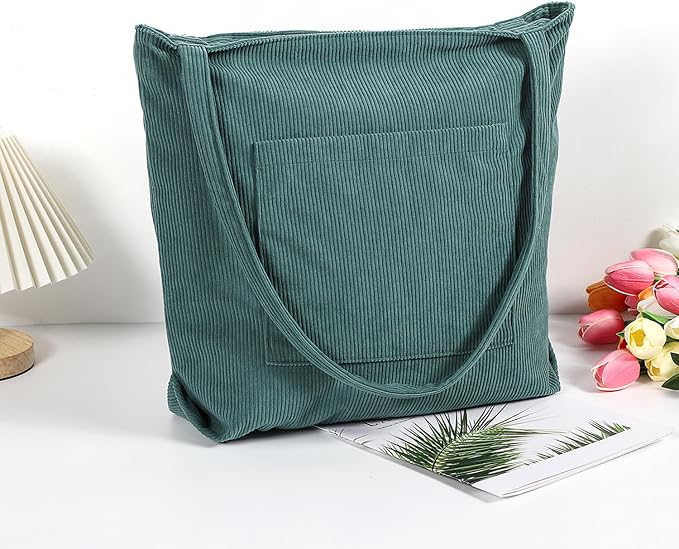 WantGor Women Corduroy Tote Bag, Large Shoulder Hobo Bags Casual Handbags | Big Capacity Shopping Work Bag - Image 7