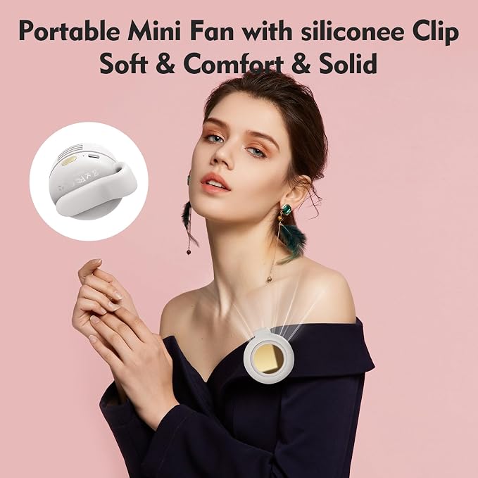 Portable Silent Mini Bladeless Electric Fan,Small fan Clip on for Shirt & Waist,2026 New Mini Bladeless Fan Clip On,Adjustable 3-Speed For Outdoor & Travel & Office, Travel Accessories, Gift (white) - Image 2