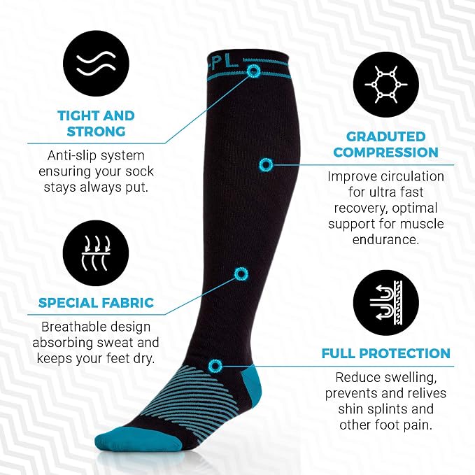 POWERLIX Compression Socks for Women & Men (Pair) for Neuropathy Swelling Pain Relief 20-30 mmHg Medical Knee-high Stockings - Image 2