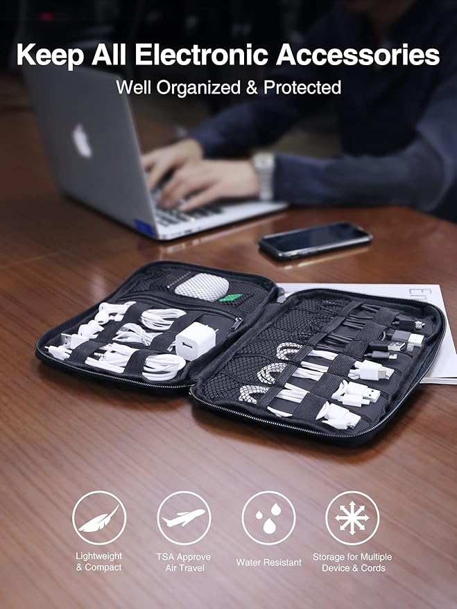 Cord Organizer Bag, Travel Cable Organizer Bag, Electronic Organizer Travel Case for Chargers and Cords, Tech Bag & Charger Case, Flying Essentials for Electronics Items/USB,etc - Image 2