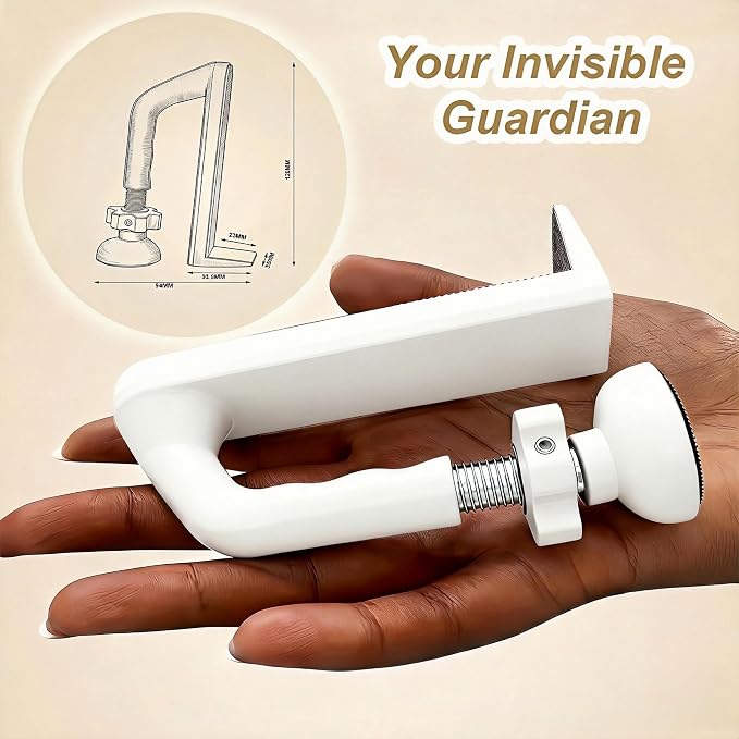 Portable Door Lock Travel Security, White Anti-Theft Stopper | 202g lightweight, fits inward-swinging doors, tool-free install, aluminum, for hotels, Airbnbs, dorms, apartments - Image 3