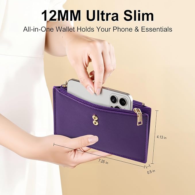 Travelambo Womens Leather Bifold Wallet, Slim RFID Blocking Card Holder | Large Capacity, 16 Card Slots & ID Window, 2 Zipper Pockets, Dual Snap Closure, Slim Lightweight, RFID Privacy Protection - Image 2