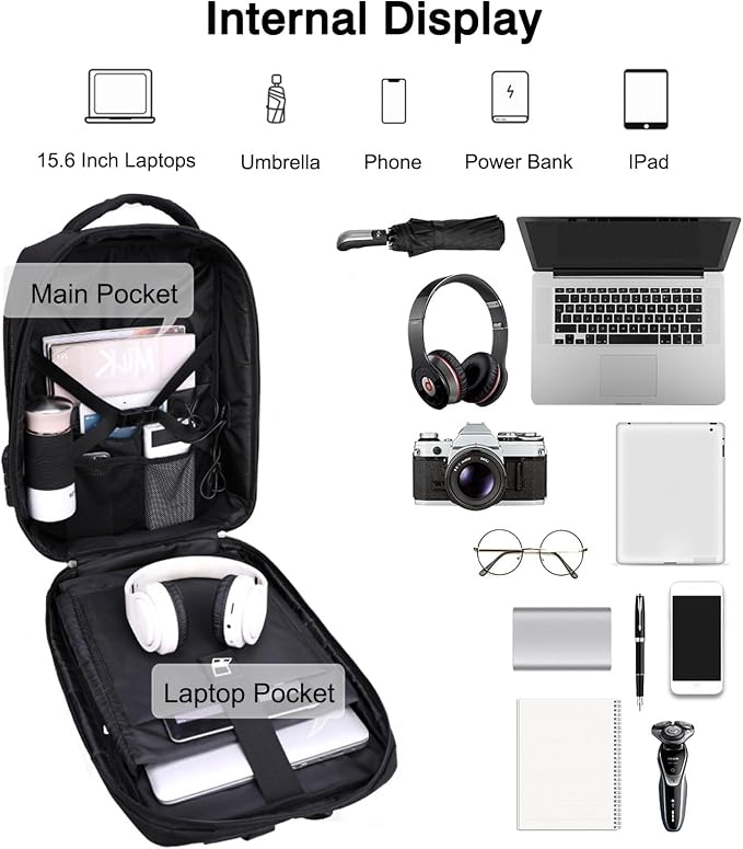 FANDARE Anti-theft Laptop Business Backpack Durable Backpack with USB Daypack 180-degree opening Travel Cabin Rucksack Work Bag Water Resistant Rucksack Work for Men & Women Grey - Image 5